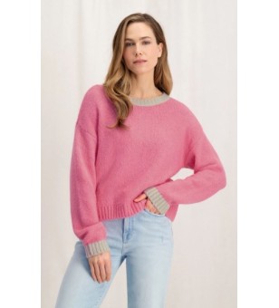contrast color sweater ls
