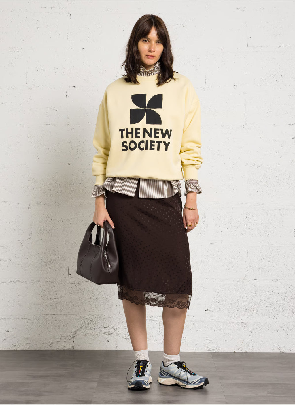 the new society logo sweater yellow