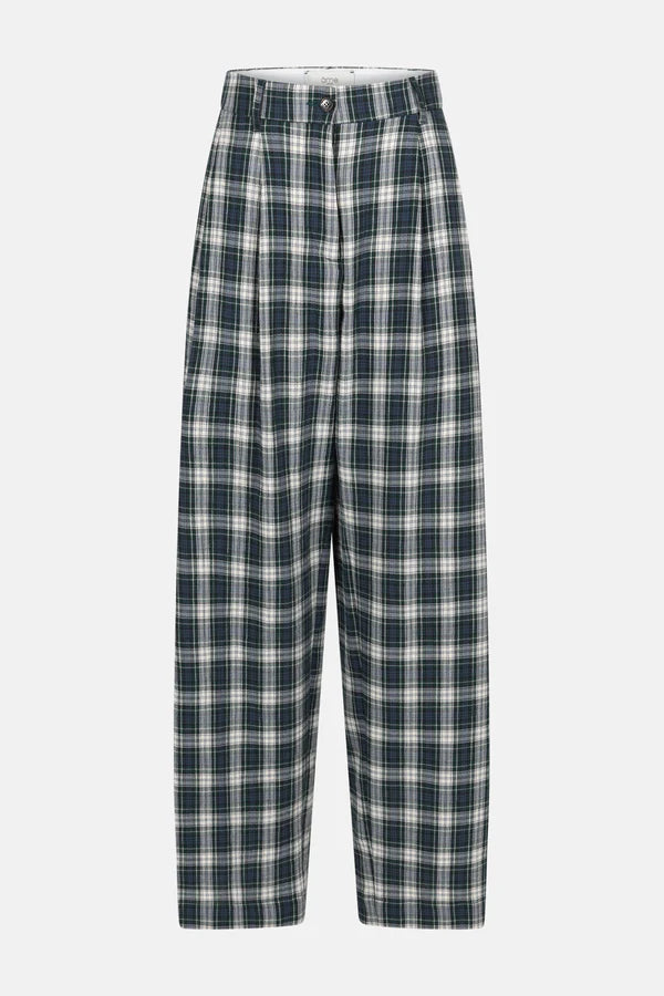 MARTHA CHECKERED PLEATED PANTS
