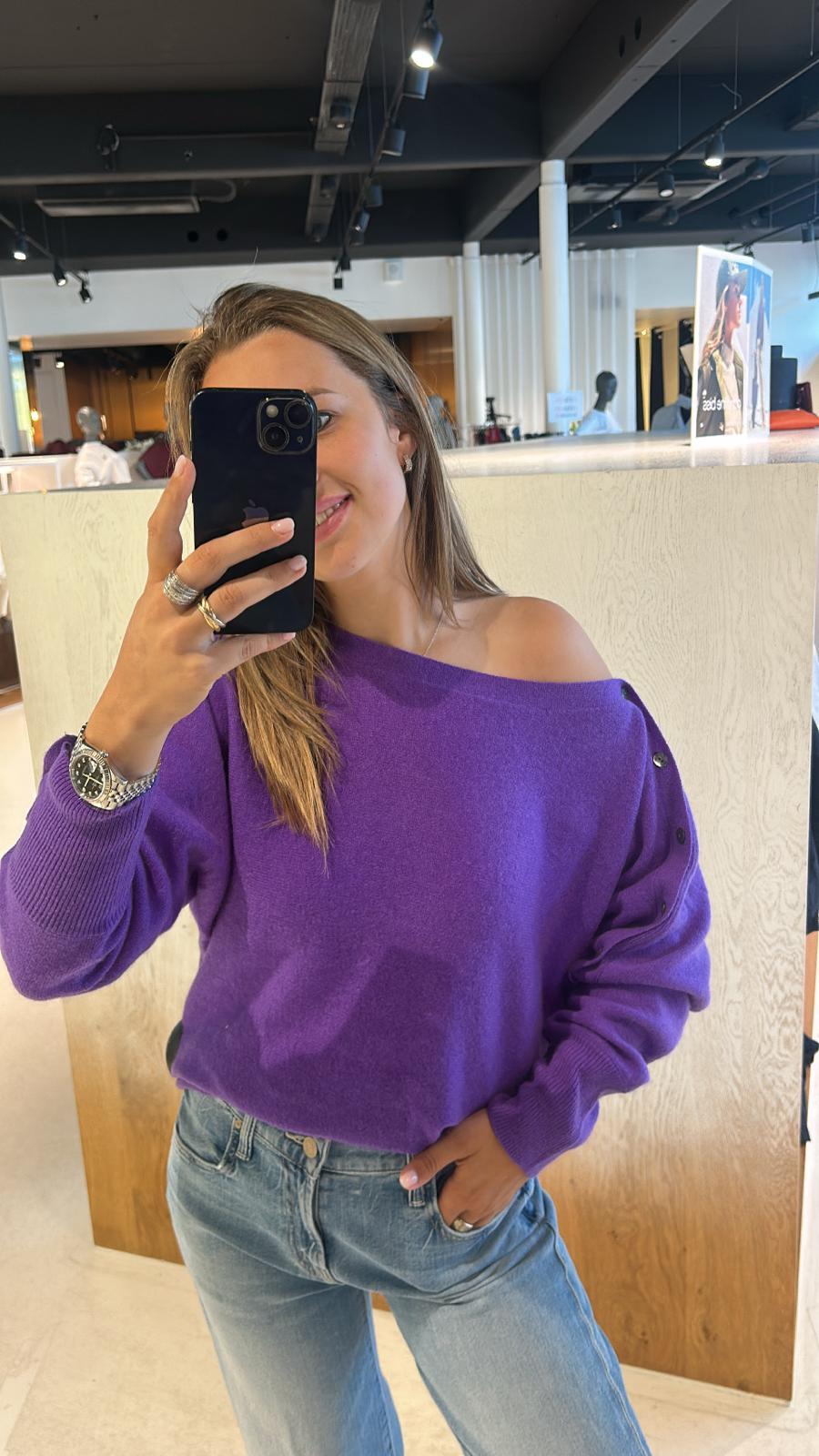 BLUEBIRD BUTTON BOATNECK PURPLE PUNCH