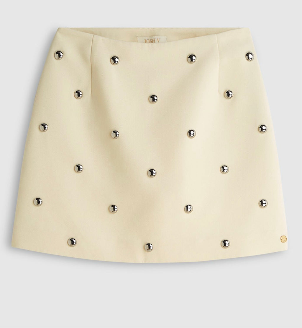 JV-ZENO high waisted rok met studs - light yellow