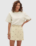 JV-ZENO high waisted rok met studs - light yellow