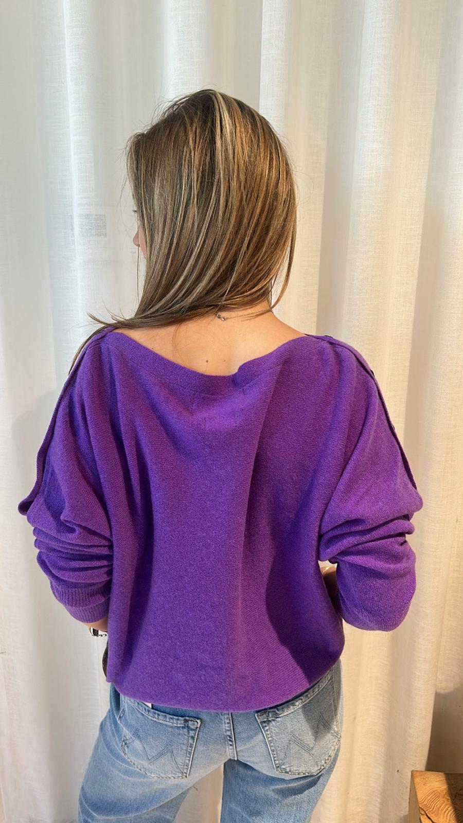 BLUEBIRD BUTTON BOATNECK PURPLE PUNCH