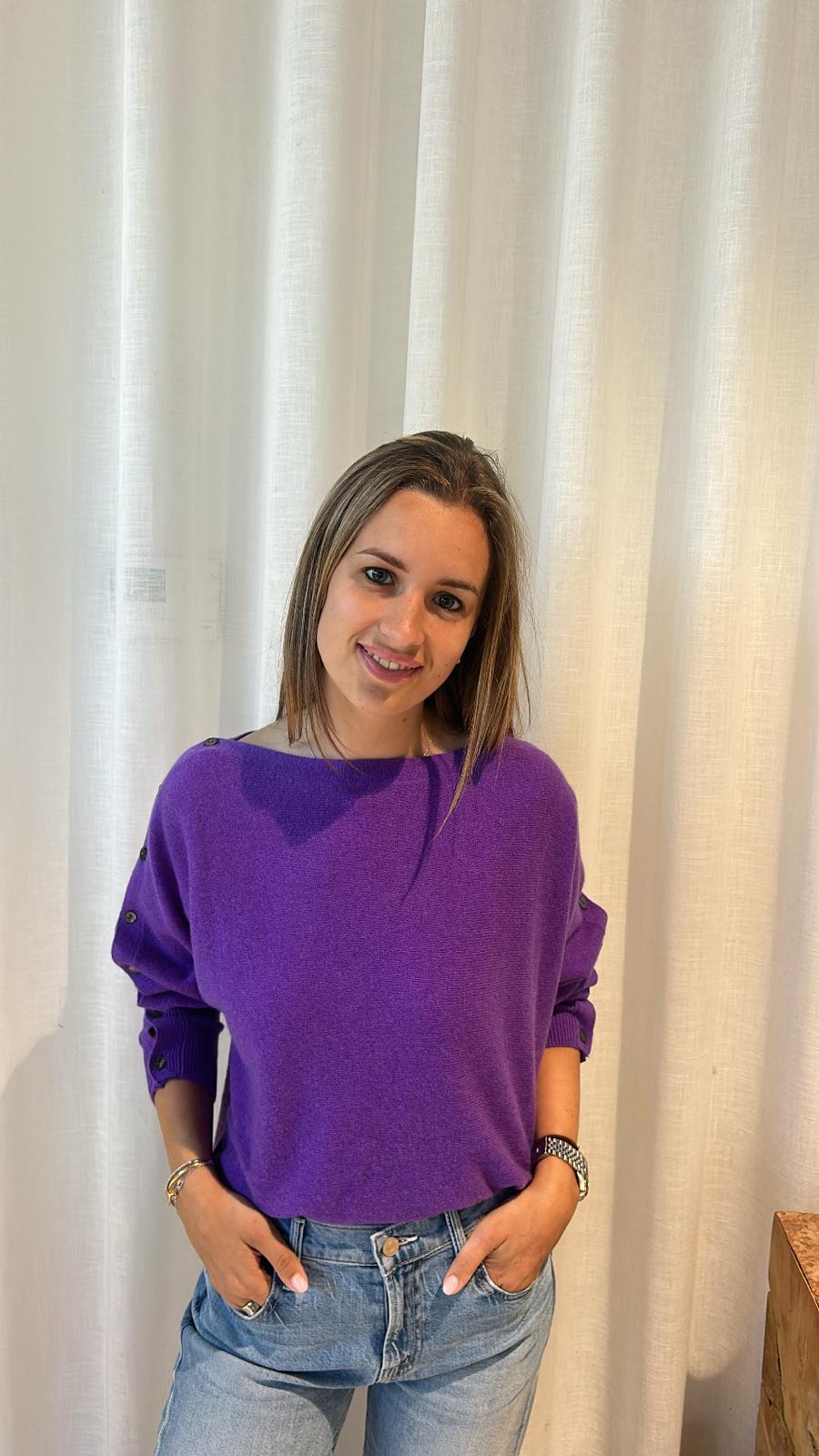 BLUEBIRD BUTTON BOATNECK PURPLE PUNCH