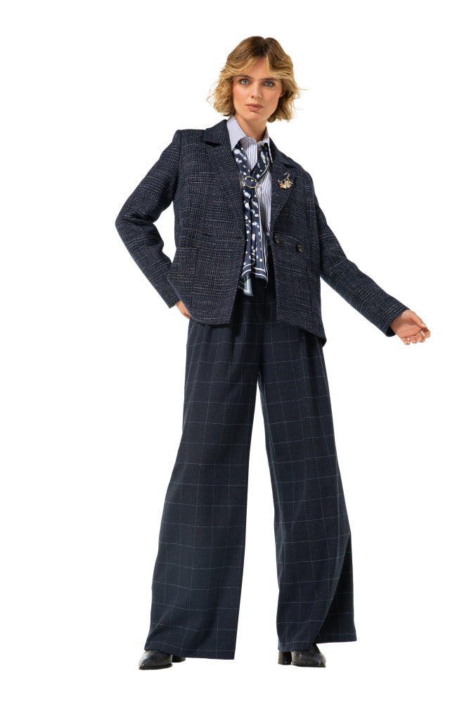 Elegante broek met subtiele ruit, mid waist