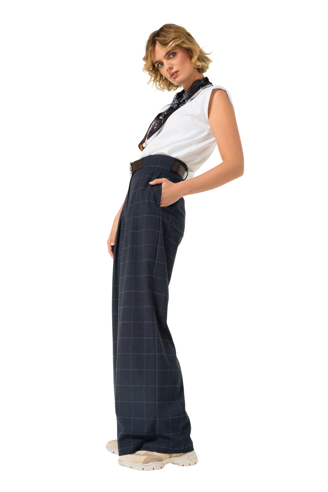 Elegante broek met subtiele ruit, mid waist