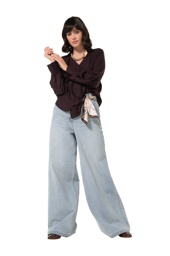 Wide leg denimbroek, high waist