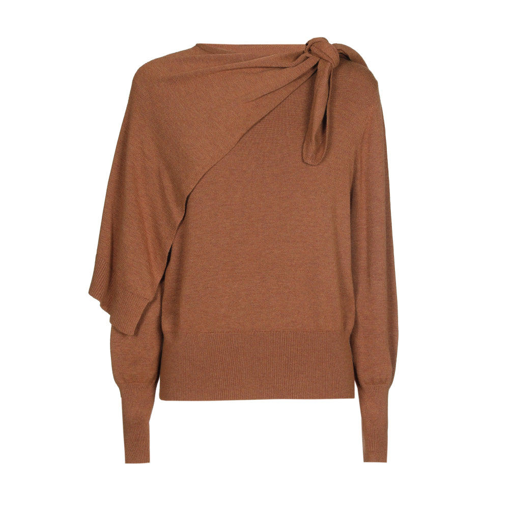 Elegante pull met strik- en schouderdetail
