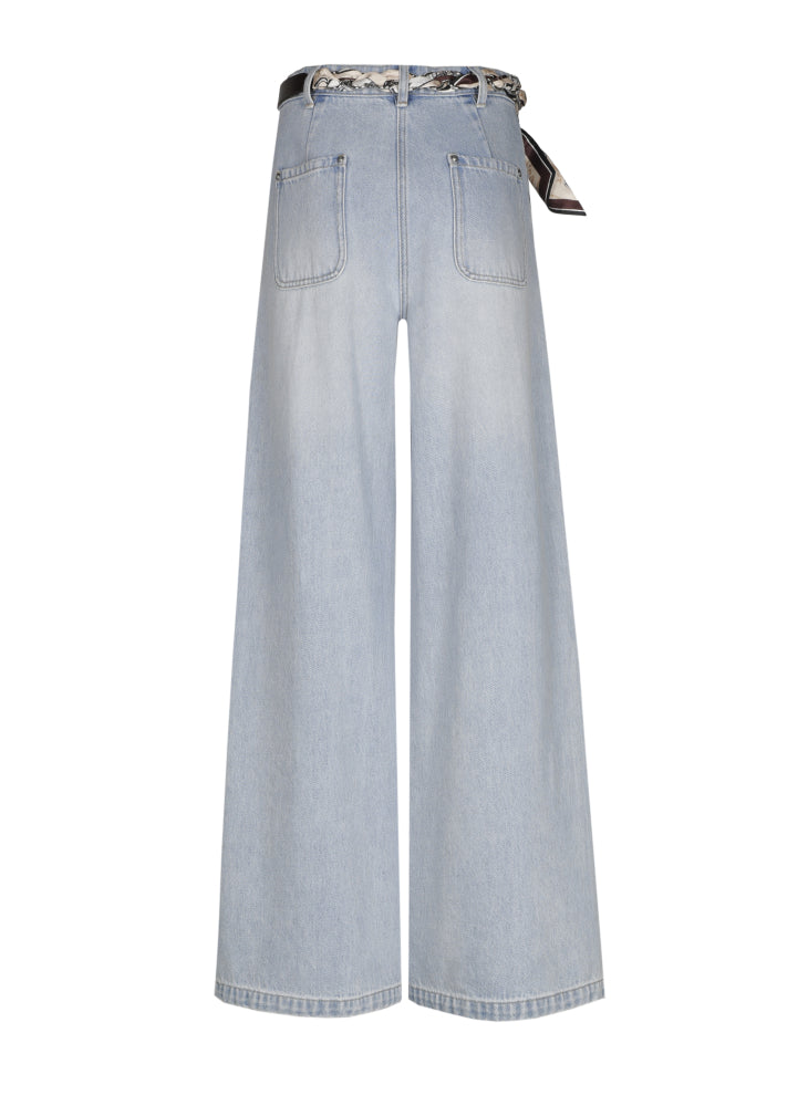 Wide leg denimbroek, high waist
