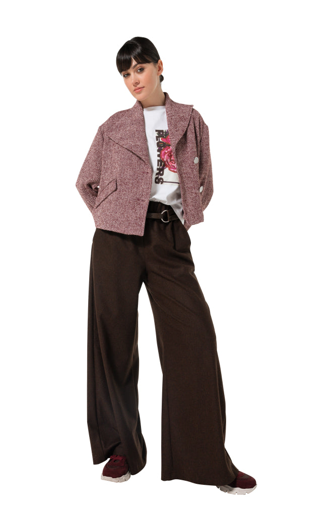 Palazzo broek in flanel, elastic waist