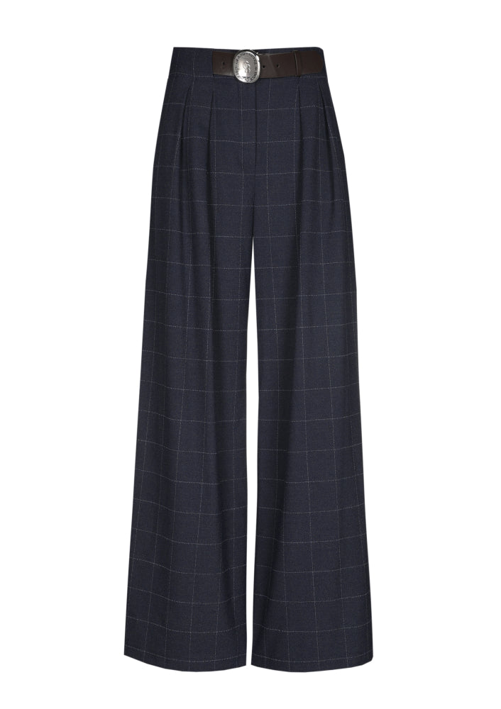 Elegante broek met subtiele ruit, mid waist