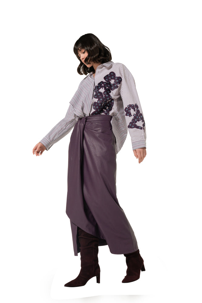 Midi-rok in vegan leather