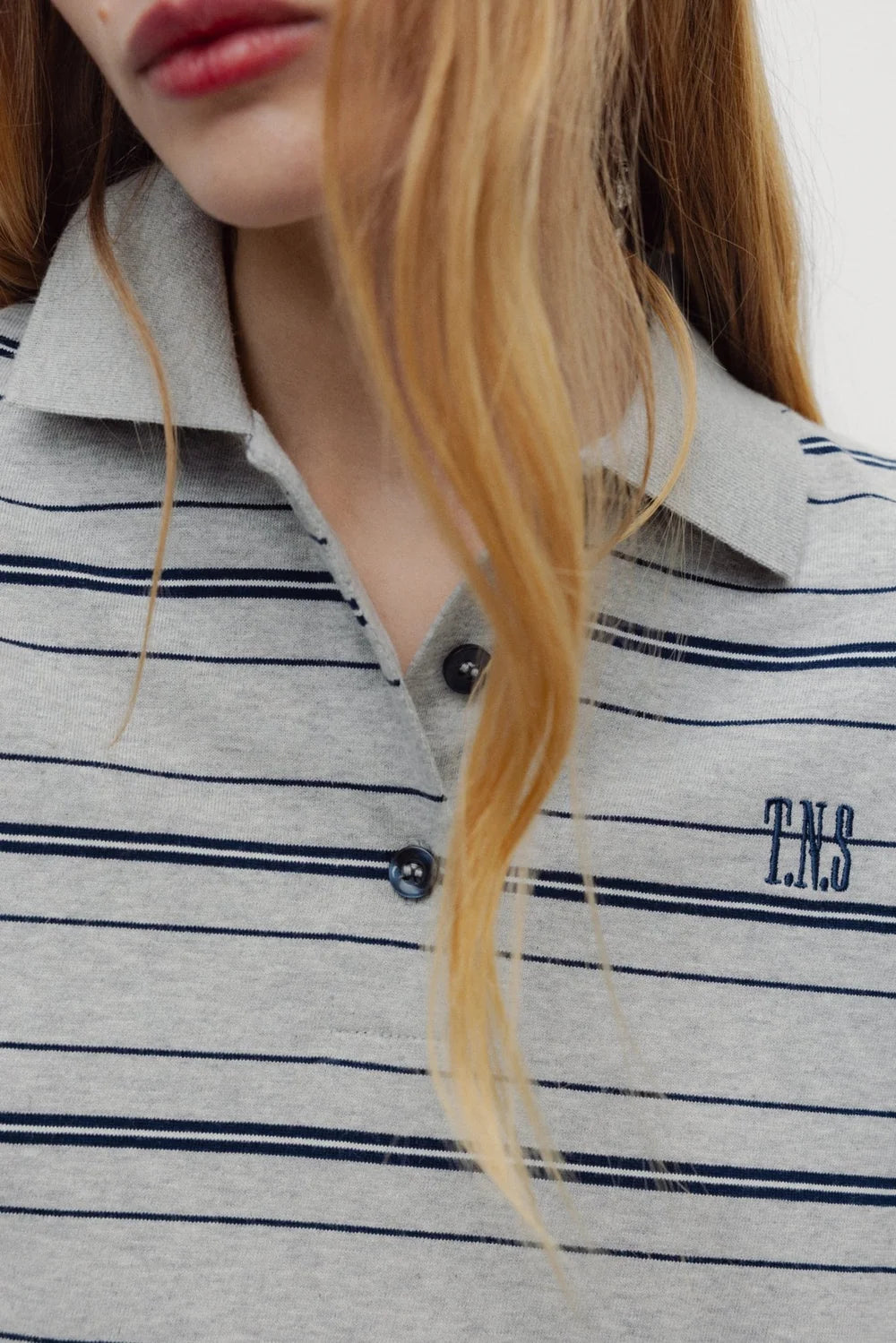 Ona Woman Polo Black Iris Stripe