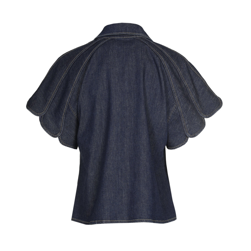 Denimtop met sjaal