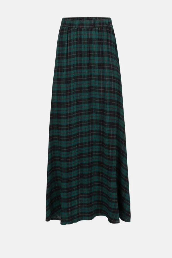 Olive Long Skirt Green Checked