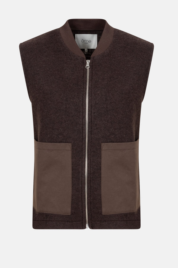 Gunther Wooly Sleeveless Jacket | Brown