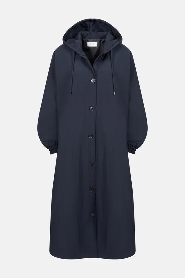 Morgan Long Coat with Hoodie Navy