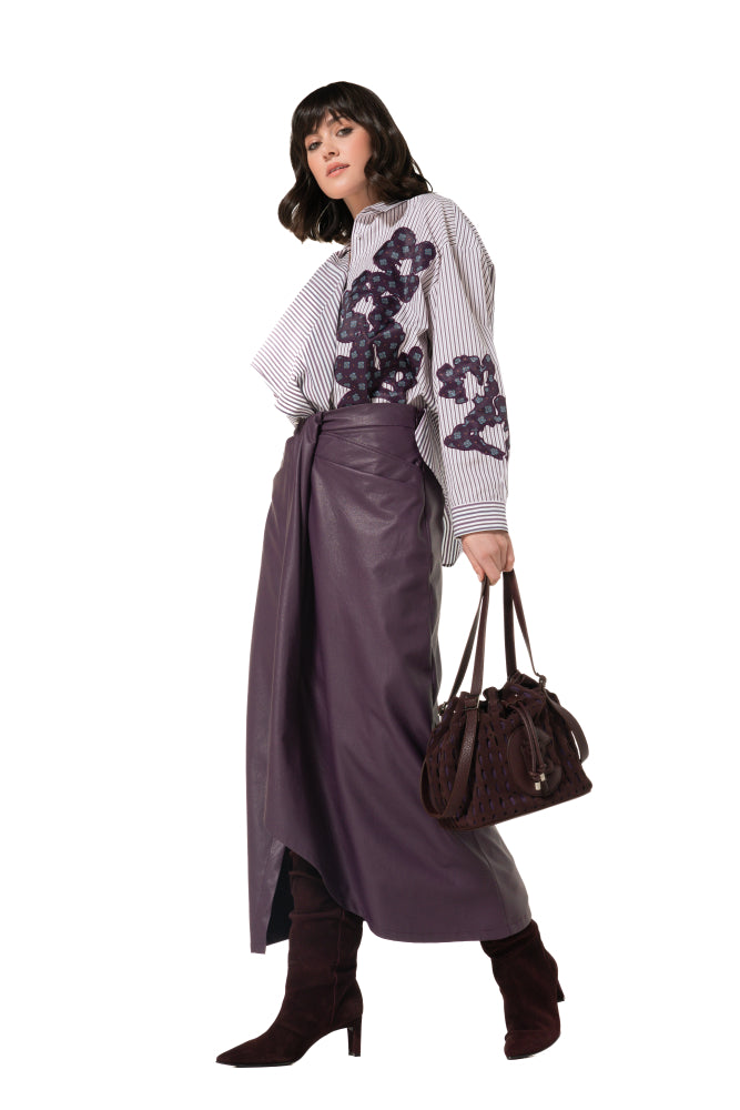 Midi-rok in vegan leather