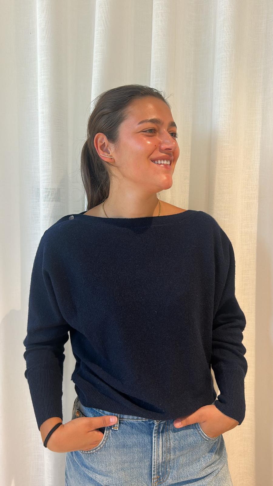 BLUEBIRD BUTTON BOETNECK NAVY BLUE