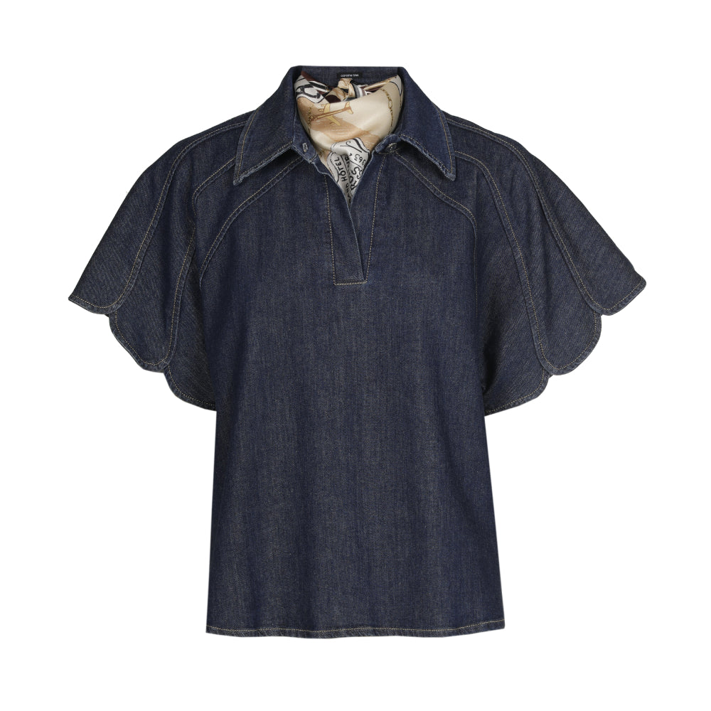 Denimtop met sjaal