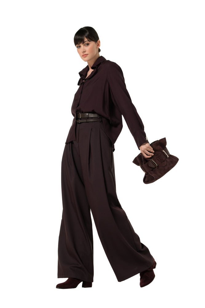 Elegante broek met dubbele riem, mid waist