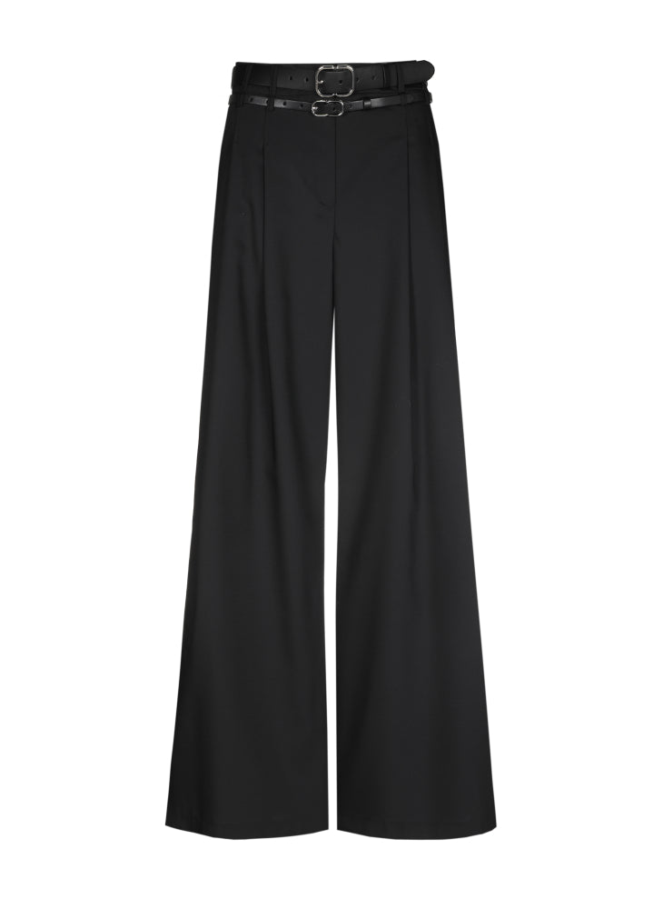 Elegante broek met dubbele riem, mid waist