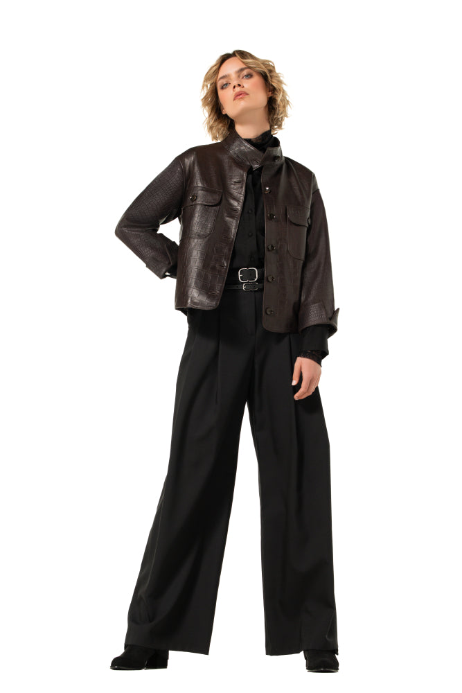 Elegante broek met dubbele riem, mid waist