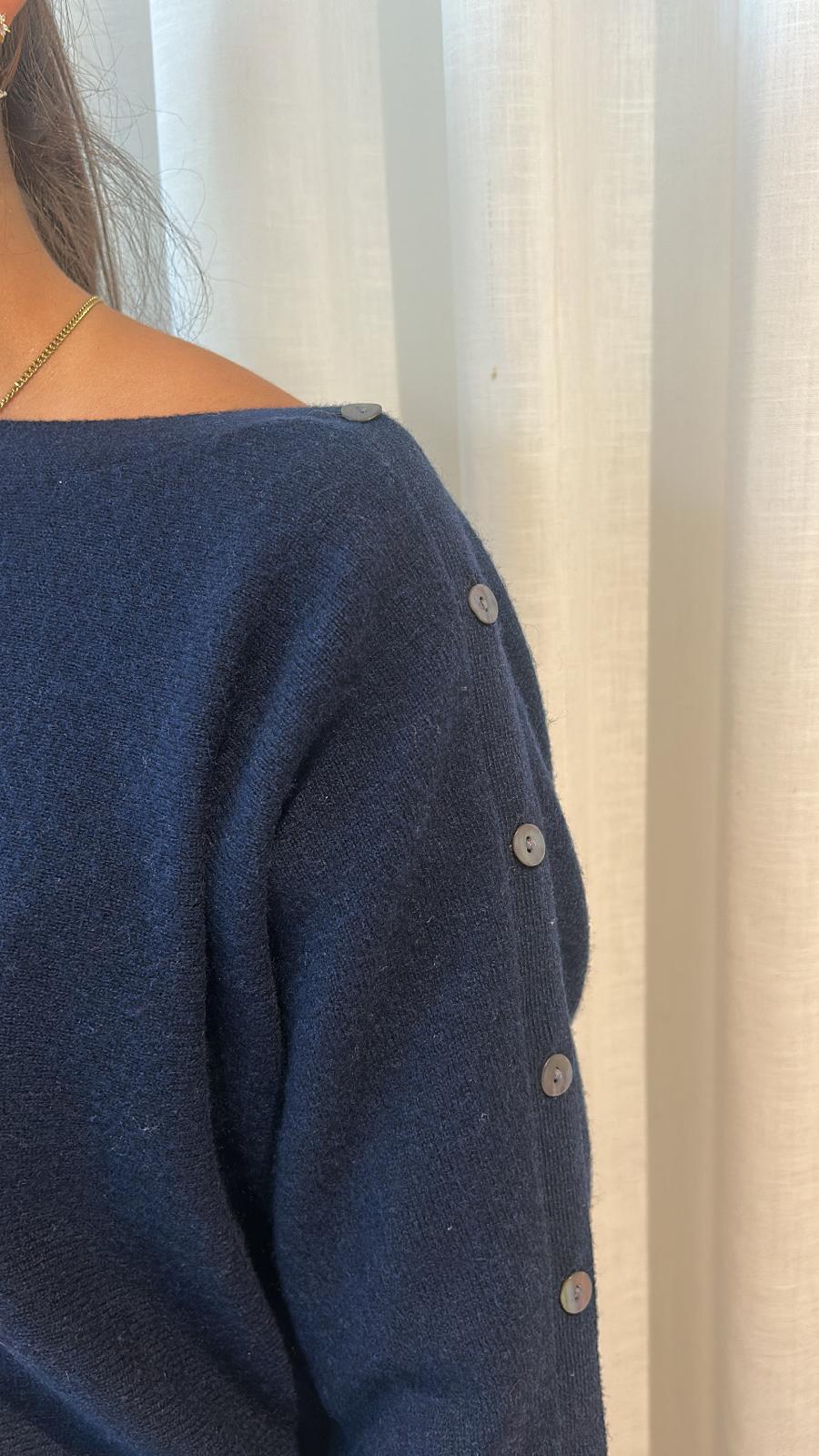 BLUEBIRD BUTTON BOETNECK NAVY BLUE