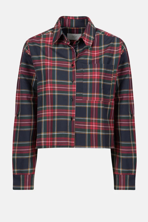 Ocean Cropped Shirt Red checked