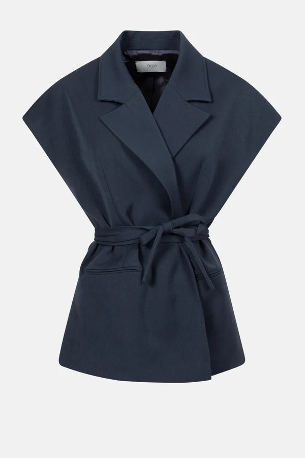 Olijf Sleeveless Blazer Navy Wooly