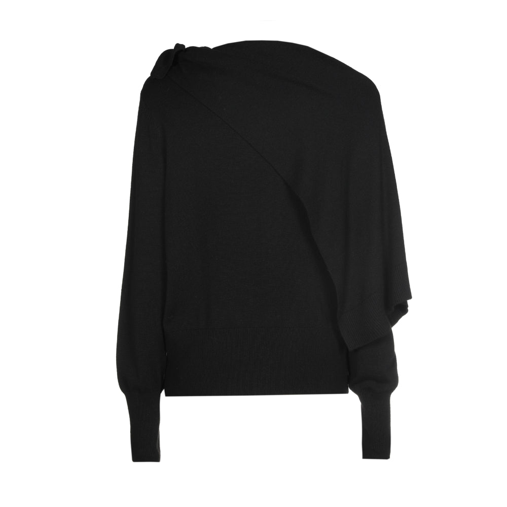 Elegante pull met strik- en schouderdetail