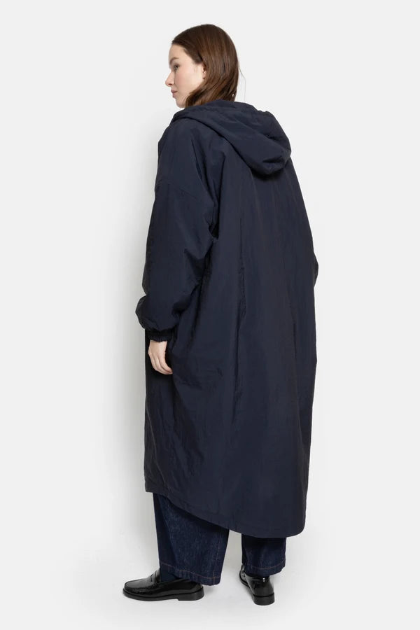 Morgan Long Coat with Hoodie Navy
