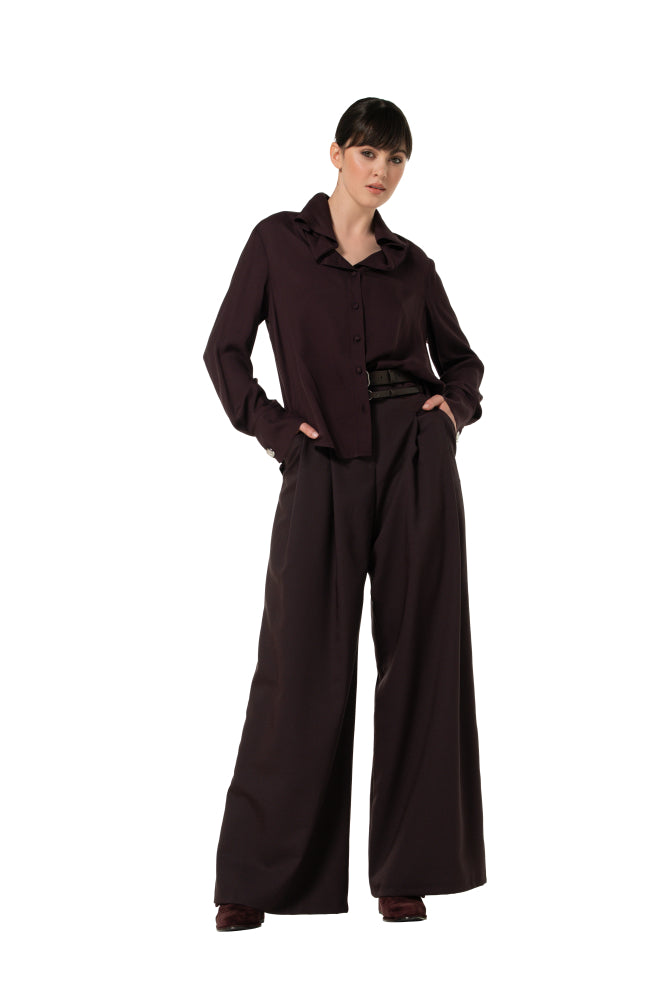 Elegante broek met dubbele riem, mid waist