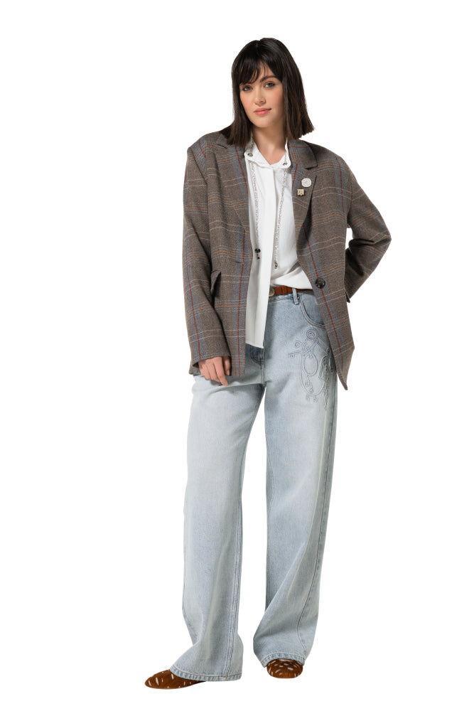 Sportieve blazer met afneembare pins