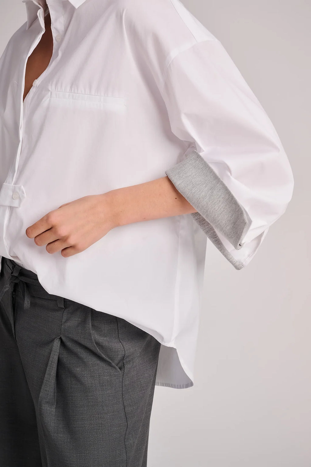 Quebec Blouse White + Grey Melange