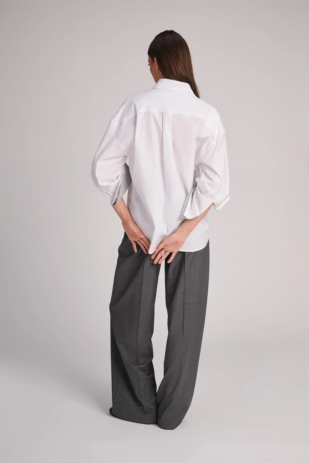 Quebec Blouse White + Grey Melange