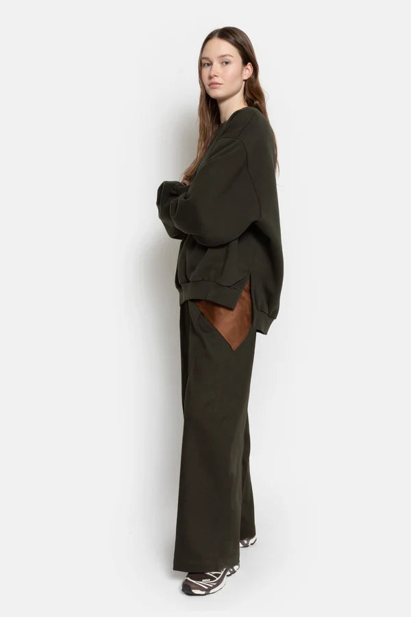 Nice Wide Pants Dark Green