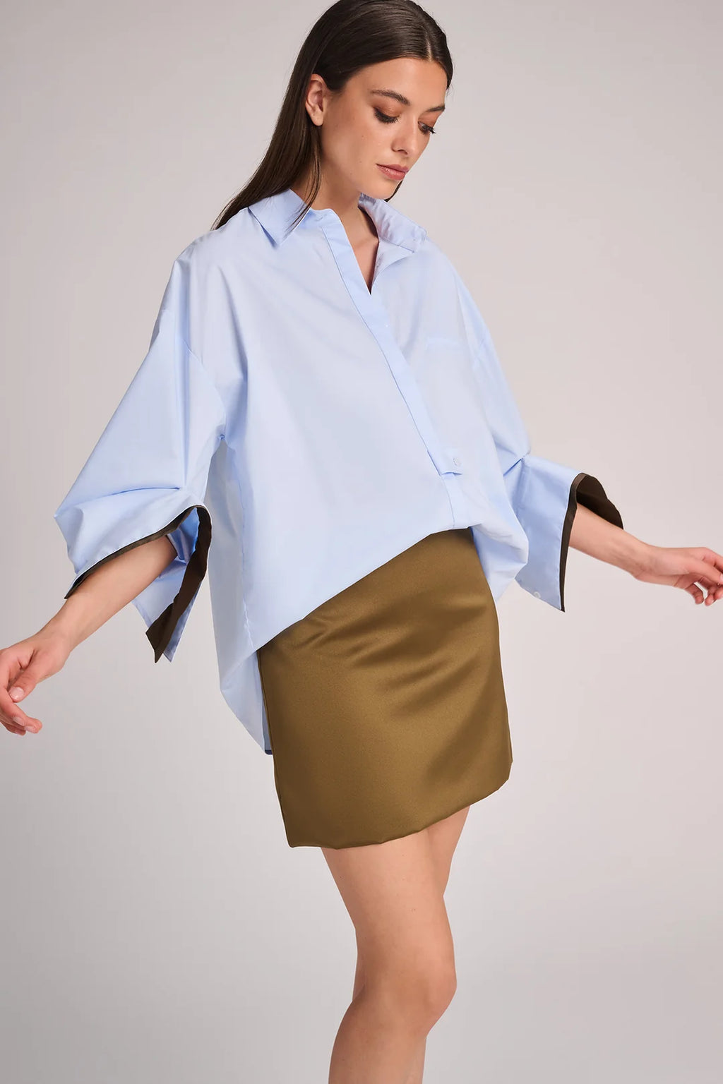 Quebec Blouse Sky Blue + Olive