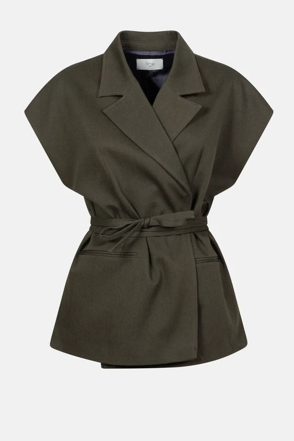 Olijf Sleeveless Blazer Dark Green