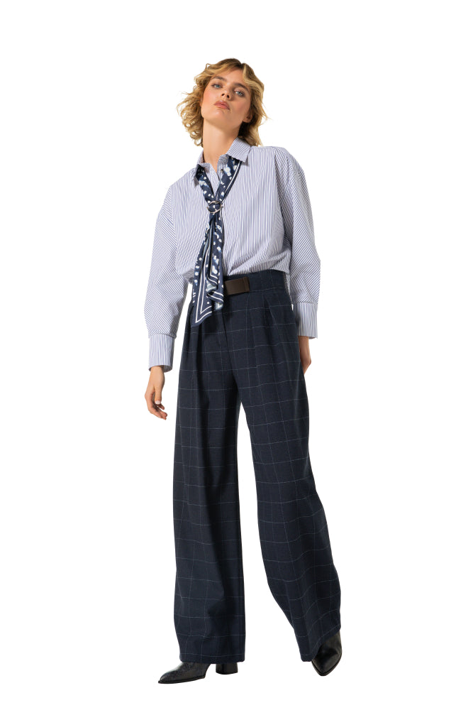 Elegante broek met subtiele ruit, mid waist
