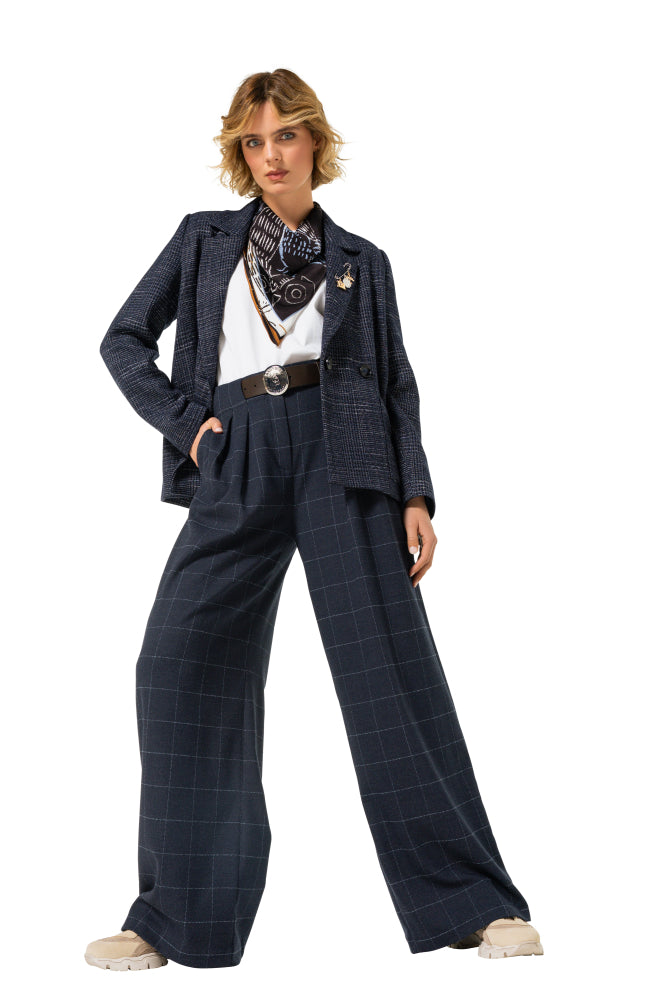 Elegante broek met subtiele ruit, mid waist