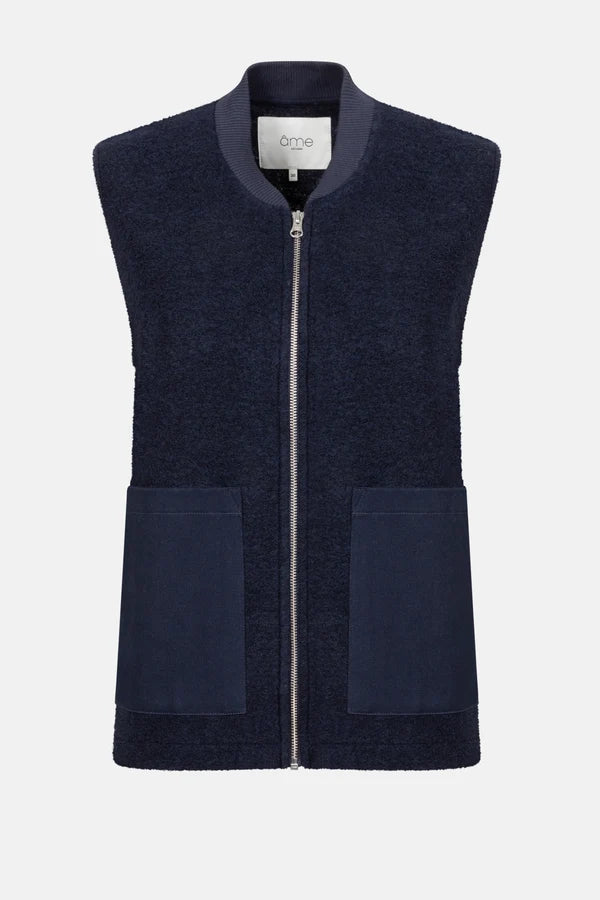 Gunther Wooly Sleeveless Jacket Navy