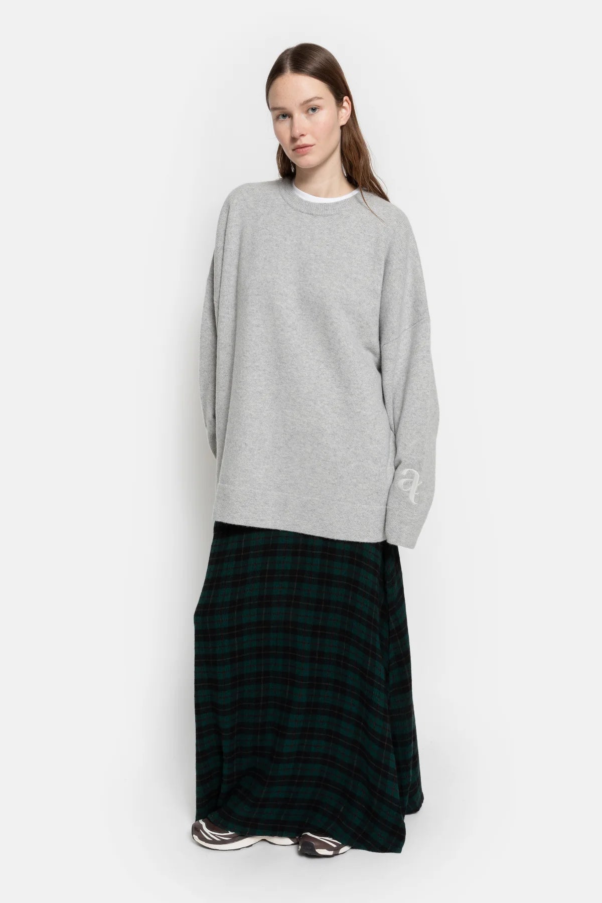 Olive Long Skirt Green Checked