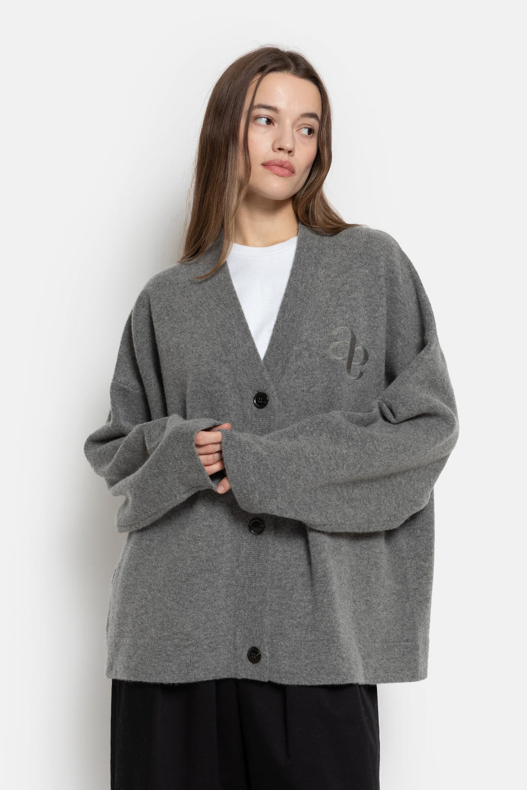 Olympia Knitted Cardigan Mid Grey